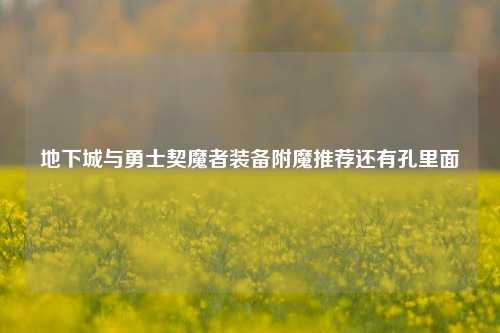 地下城与勇士契魔者装备附魔推荐还有孔里面