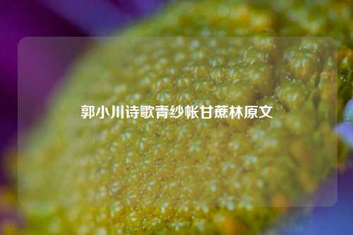 郭小川诗歌青纱帐甘蔗林原文