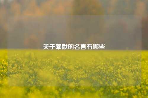 关于奉献的名言有哪些