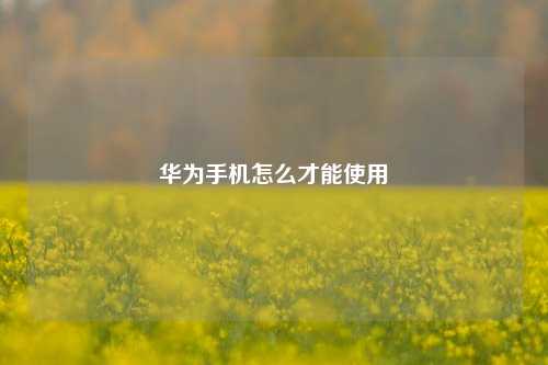 华为手机怎么才能使用