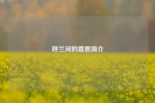 呼兰河的意思简介