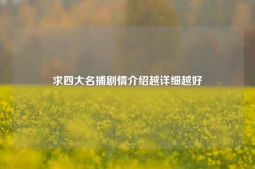 求四大名捕剧情介绍越详细越好