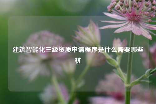 建筑智能化三级资质申请程序是什么需要哪些材