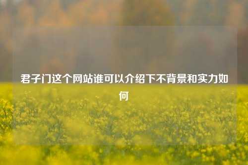 君子门这个网站谁可以介绍下不背景和实力如何