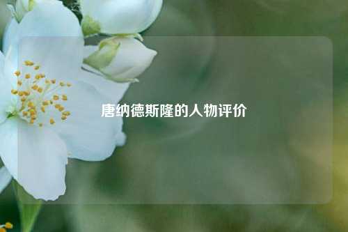 唐纳德斯隆的人物评价