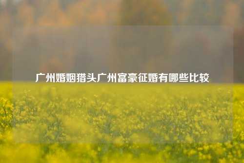 广州婚姻猎头广州富豪征婚有哪些比较